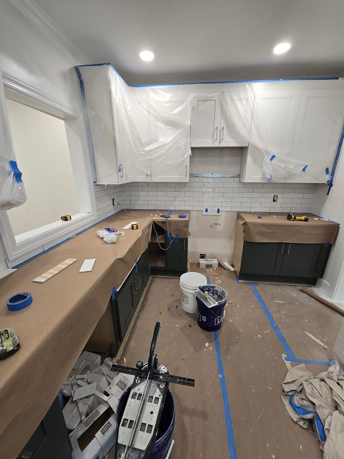 Cuisine protégée pendant les travaux